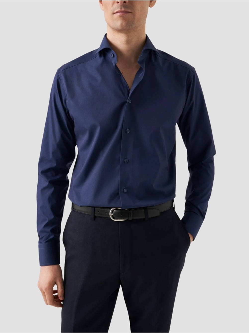 Eton Contemporary Navy Long Sleeve Button Down Dress Shirt